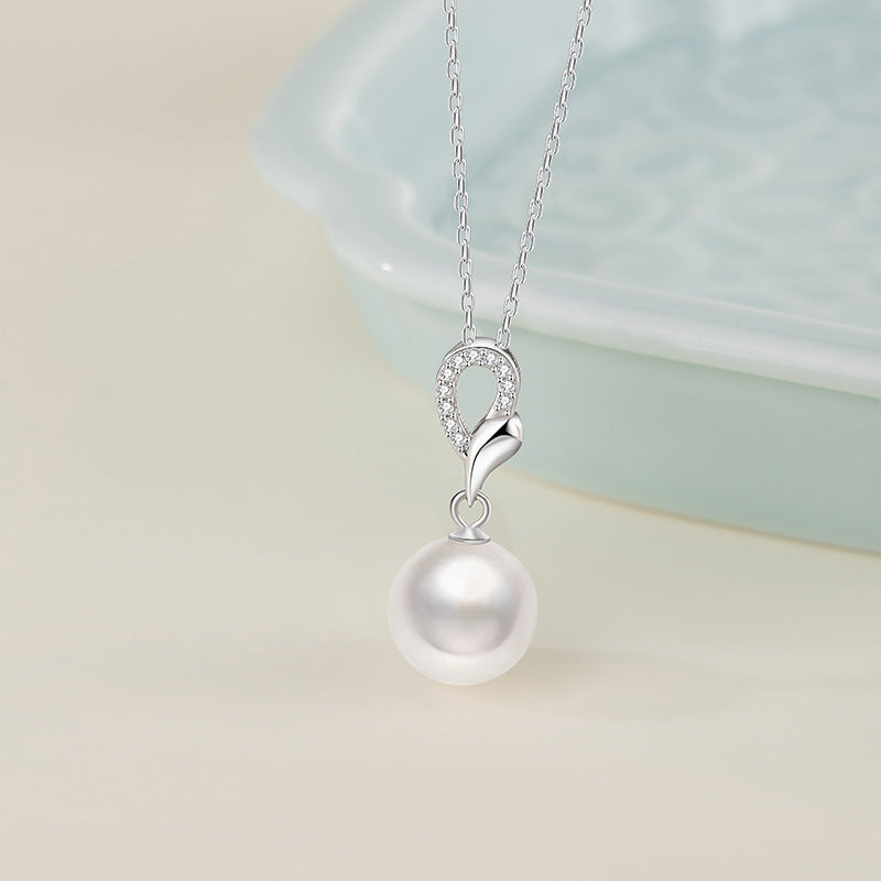 Natural Freshwater Pearl Sterling Silver 925 Female Niche Design Light Luxury Leaf Pendant Ins Style Birthday Gift Pendant