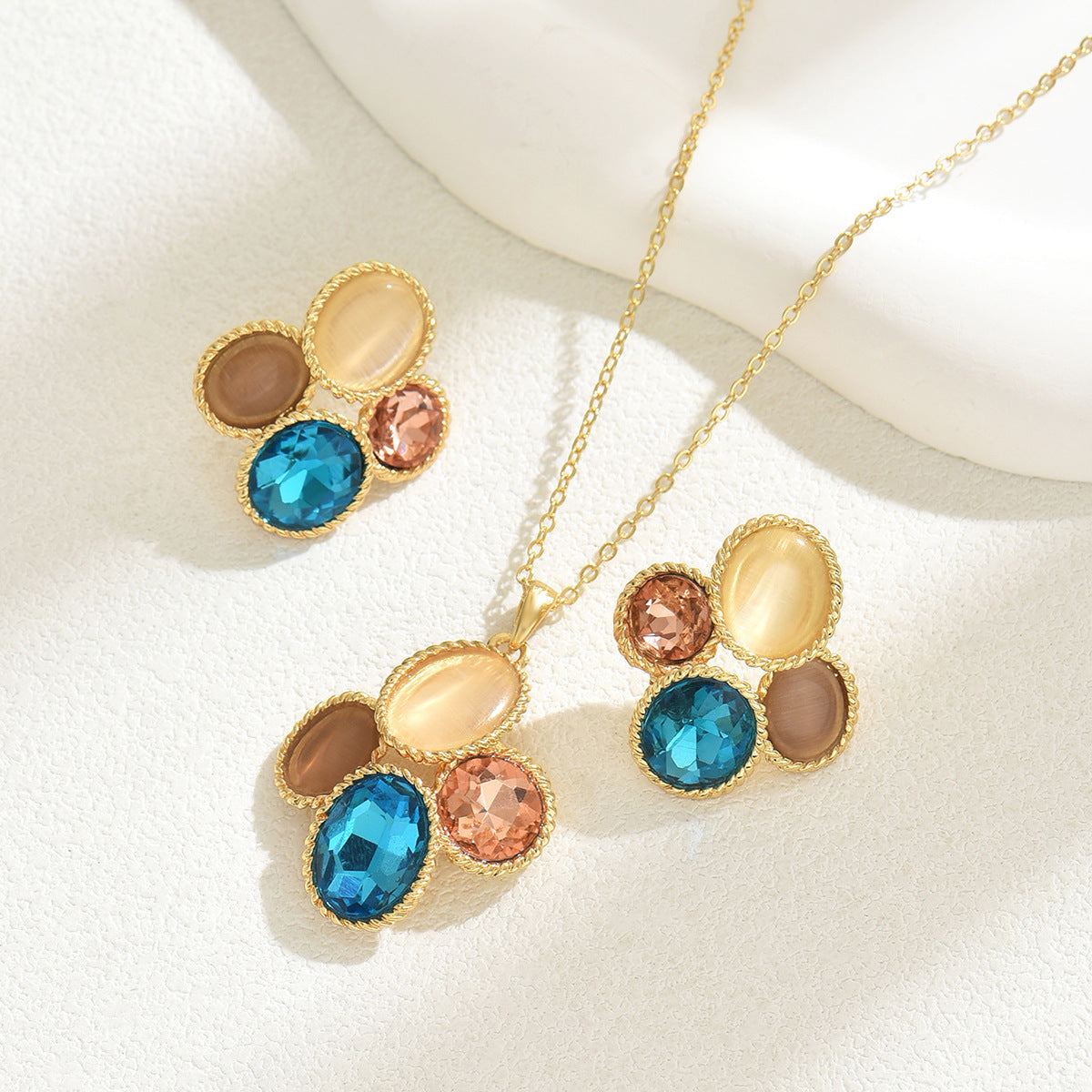 Blue and Peach Triple-Center Jewelry — product image 3