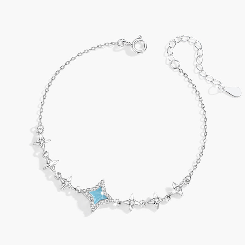 Starry Sterling Silver 925 Bracelet Female Niche Design Light Luxury Opal Bracelet Ins Sweet Style Star Bracelet