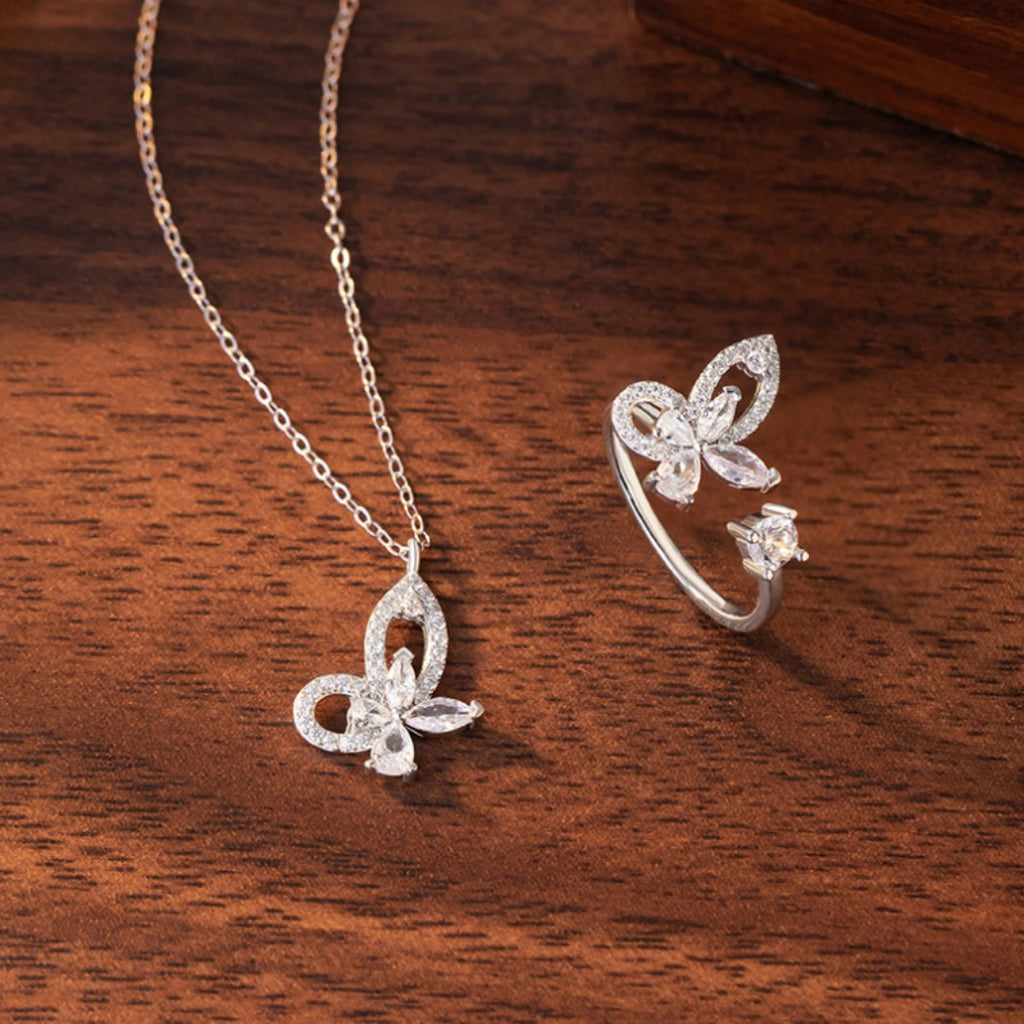 Butterfly Sterling Silver 925 Necklace Female Niche Design Light Luxury Zircon Clavicle Chain Ins Style Small Red Book Same Pendant