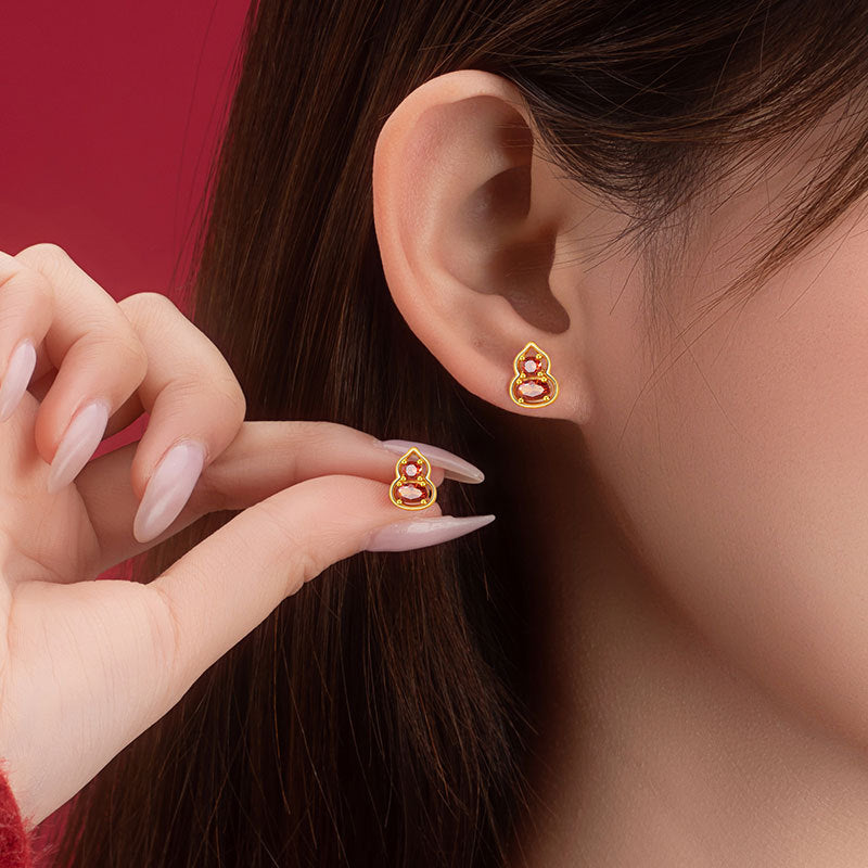 New Year One Week Sterling Silver 925 Stud Earrings Women's Light Luxury High-Grade Red Agate Flower Earrings Ins Butterfly Earrings