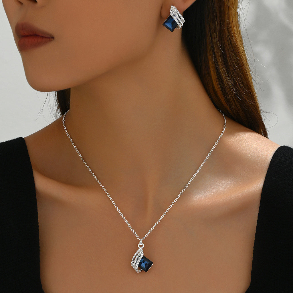Dark Blue Geometric Drop Jewelry — product image 2