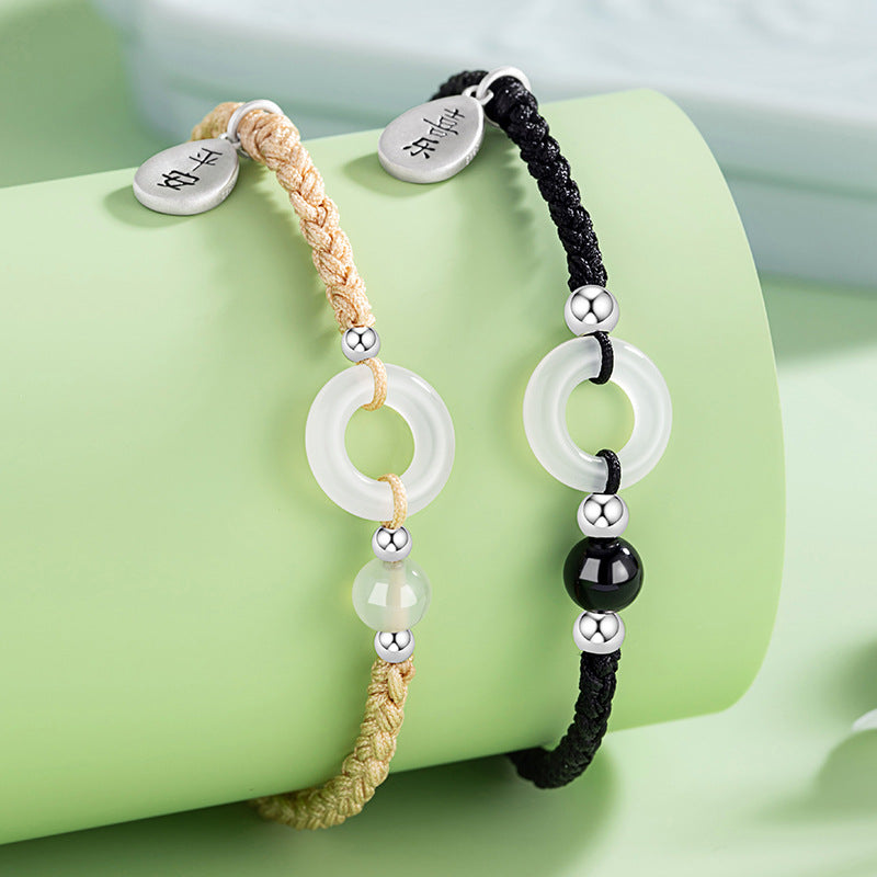 Armband aus 925er Sterlingsilber – Scheibe und Chalcedon