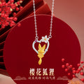 Fox Sterling Silver 925 Necklace Women's National Fashion New Year Love Clavicle Chain Ins Light Luxury Style Peach Blossom Fox Fairy Pendant