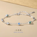 Lovely Sterling Silver 925 Bracelet Female Niche Design Light Luxury Zircon Bracelet Ins Style Gift Girlfriend Rainbow Bracelet