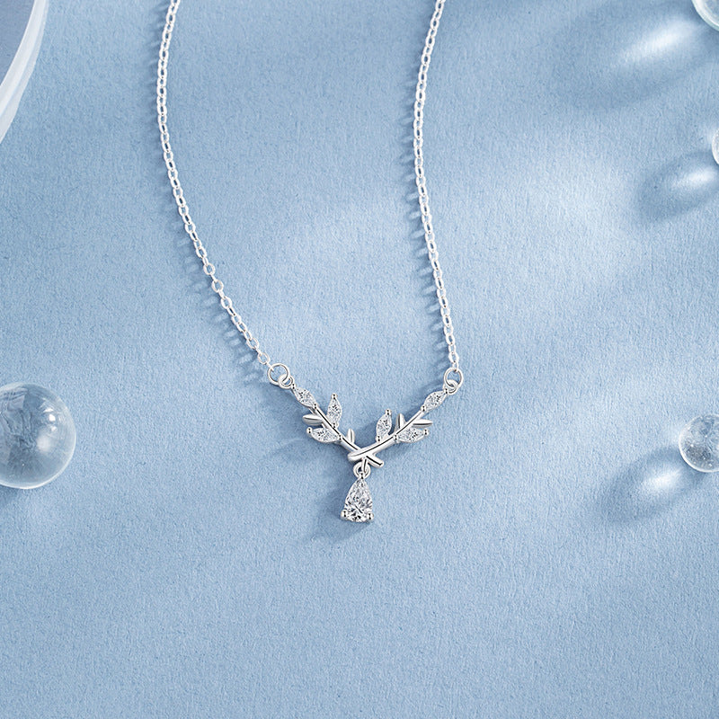 Wheat Ear Foot Silver 999 Necklace Women's Fashion All-Match Ear Safety Clavicle Chain Ins Style Laurel Goddess Pendant