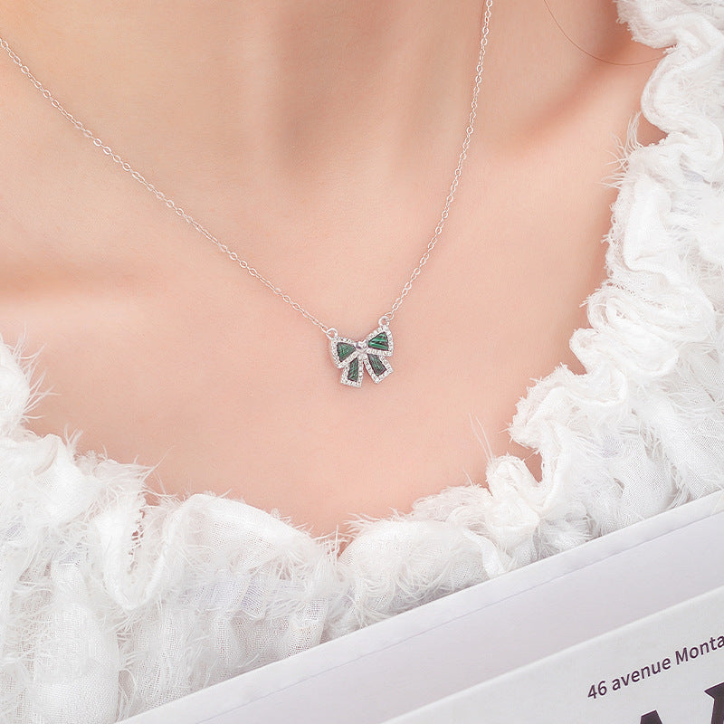 S925 Sterling Silver Necklace Bracelet Ring Set High-Grade Peacock Bow Design Niche Light Luxury Gift Set