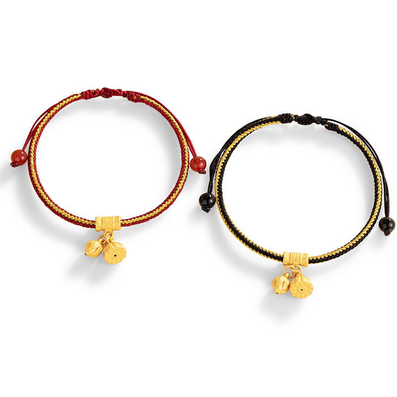 Lucky Lotus Sterling Silver 925 Couple Bracelet New Chinese National Fashion Lotus Red Agate Bracelet Ins Black Agate Bracelet