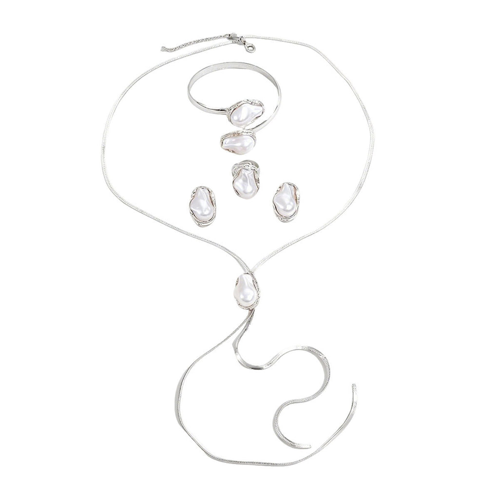 Pearl-Effect Curving Lariat Jewelry — product image 5