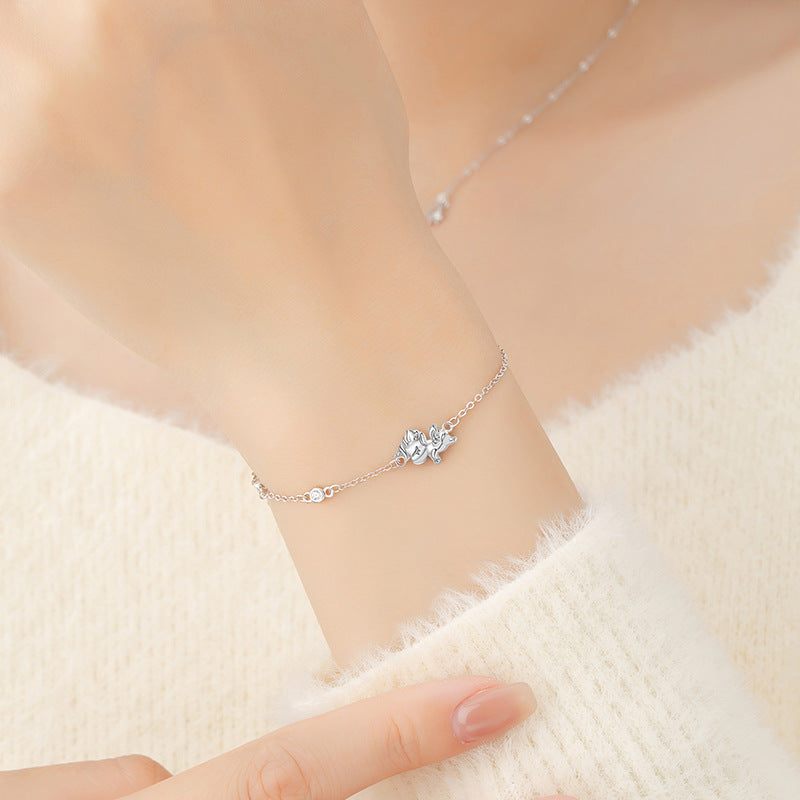 Unicorn Sterling Silver 925 Bracelet Female Niche Design Light Luxury Zircon Bracelet for Girls Ins Star Moon Bracelet