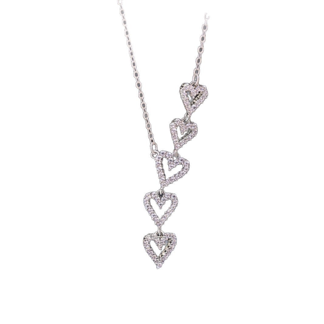Lovely Sterling Silver 925 Necklace Women's Light Luxury High-Grade Zircon Tassel Clavicle Chain Ins Style Little Red Book Same Pendant