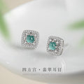 Ohrstecker aus 925er Sterlingsilber – Kleeblatt und Jade