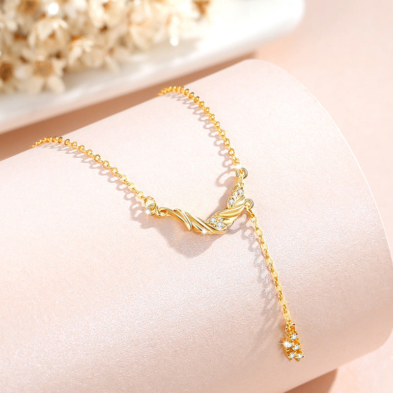 Tassel Safe Sterling Silver 925 Necklace Female Niche Design Light Luxury Tassel Clavicle Chain Qixi Ins Wheat Ear Pendant