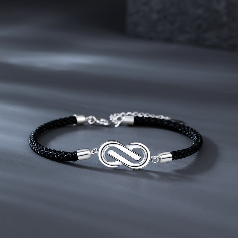 Infinite Symbol Sterling Silver 925 Couple Bracelet Fashion Versatile Zircon Bracelet Ins Style Mobi Ring USI Bracelet