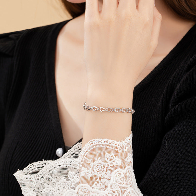 Fu Lu Double Full Sterling Silver 925 Bracelet Female New Chinese National Fashion Gourd Bracelet Ins Style Valentine's Day Gift Bracelet