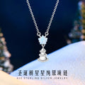 Christmas Tree Sterling Silver 925 Necklace Female Niche Design Light Luxury Glass Stone Clavicle Chain Ins Style Star Pendant