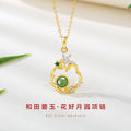 Flower Sterling Silver 925 Hetian Jasper Necklace Women's National Fashion Palace Style Butterfly Zircon Clavicle Chain Ins Petal Pendant