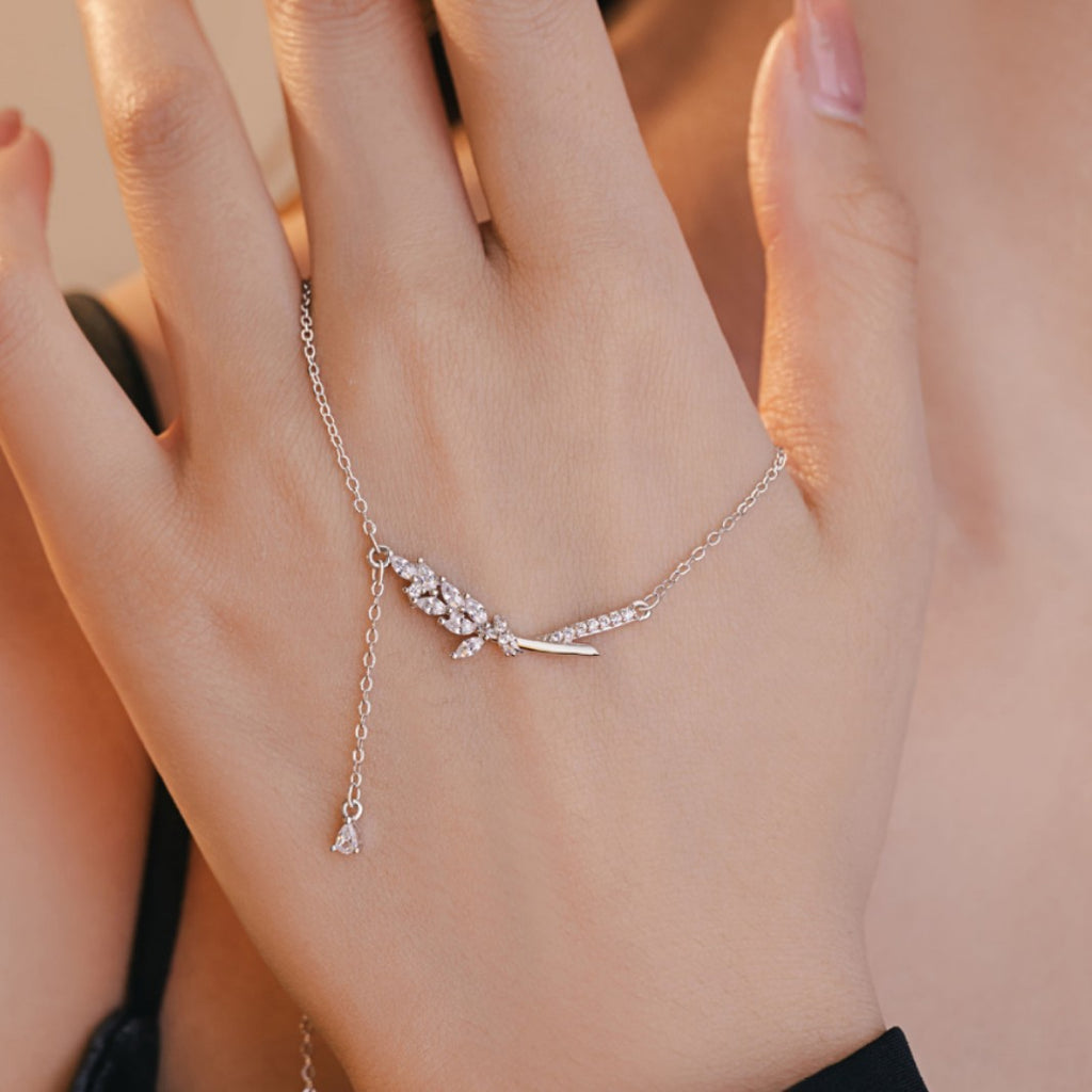 Wheat Ear Sterling Silver 925 Necklace Women's Light Luxury High-Grade Sense Laurel Goddess Tassel Clavicle Chain Small Red Book Same Pendant