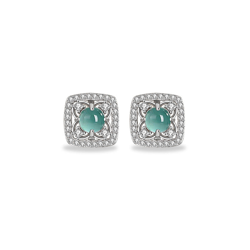 Ohrstecker aus 925er Sterlingsilber – Kleeblatt und Jade