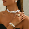 Layered Pearl-Effect Choker Jewelry