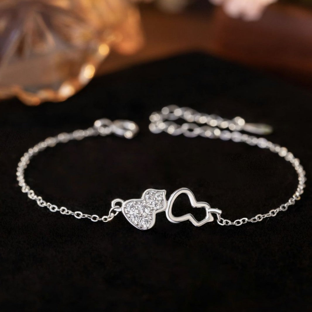 Fu Lu Double Full Sterling Silver 925 Bracelet Women's Fashion Versatile Gourd Zircon Bracelet Ins Little Red Book Same Style Bracelet