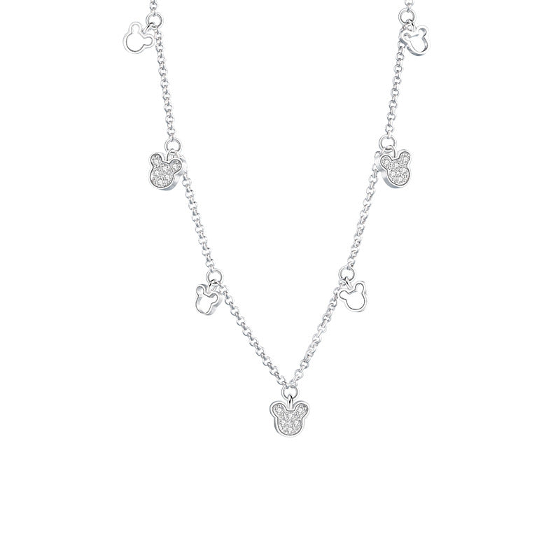 Cute Mouse Sterling Silver 925 Necklace Female Niche Design Light Luxury Zircon Clavicle Chain Ins Style Zodiac Mouse Pendant