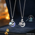 Luminous Enamel Craft S925 Sterling Silver Star Moon Necklace Female Moonstone White Agate Pendant Clavicle Chain Silver Jewelry Wholesale