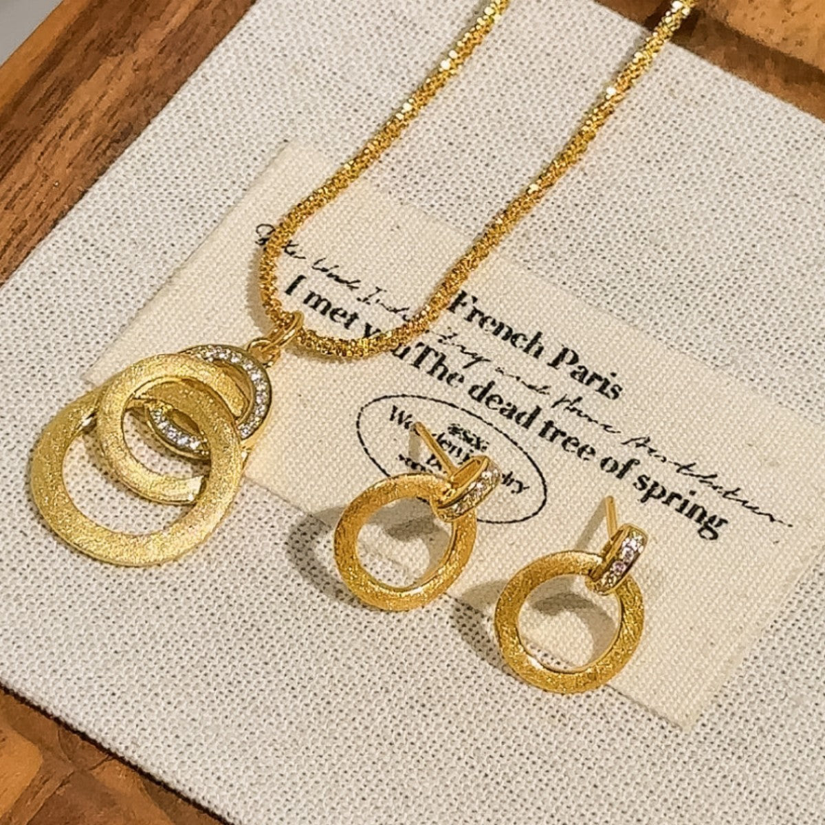Ring Buckle Sterling Silver 925 Necklace Light Luxury High-Grade Brushed Double Ring Sweater Chain Ins Mobius Ring Pendant