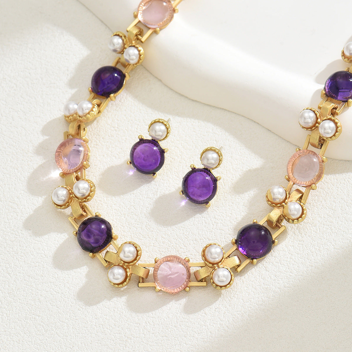 Purple and Pearl-Effect Jewelry — product image 3