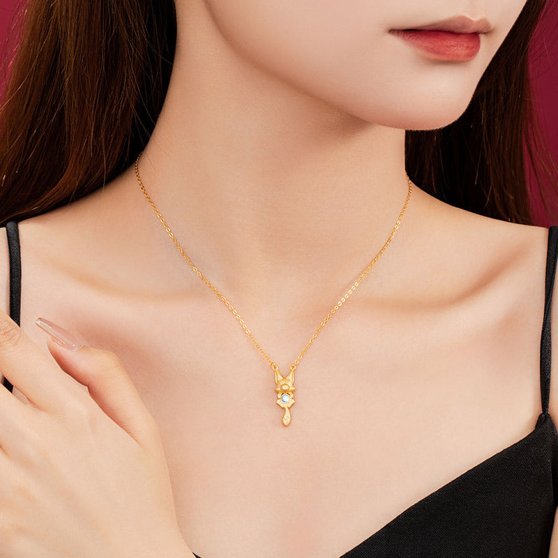 Sterling Silver Fox Necklace – Glass Detail